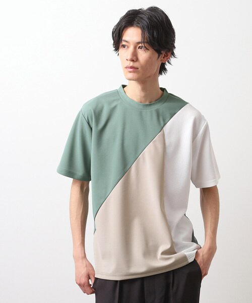 THE SHOP TK tシャツ アムンゼン異素材切替半袖Tシャツ メンズ