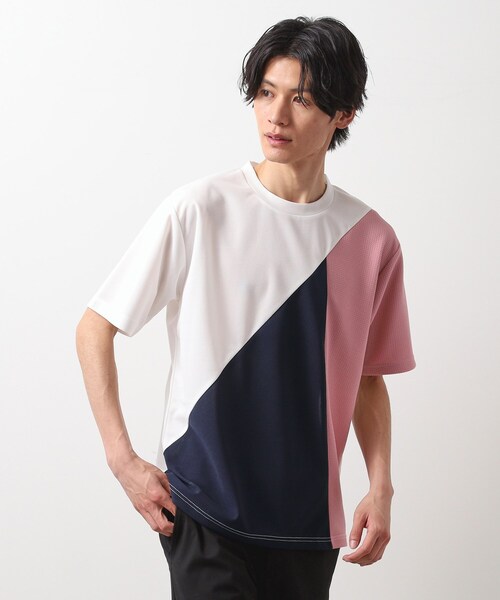 THE SHOP TK tシャツ アムンゼン異素材切替半袖Tシャツ メンズ