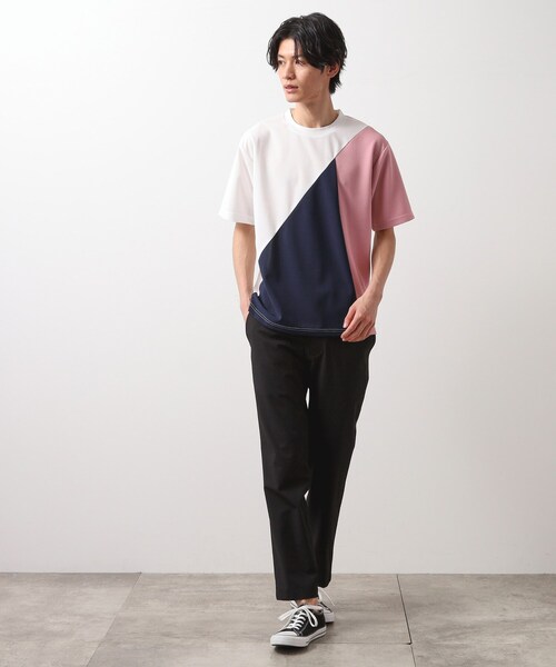 THE SHOP TK tシャツ アムンゼン異素材切替半袖Tシャツ メンズ