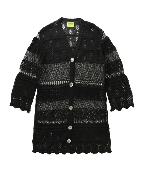 美品 ODAKHA オダカ クレイジーレースニットカーディガン ネイビーホワイト ODAKHA（オダカ） カーディガン ODAKHA / crazy lace knit cardigan
