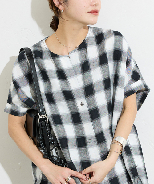 JOURNAL STANDARD ブラウス シャツ レーヨン麻ノーカラー