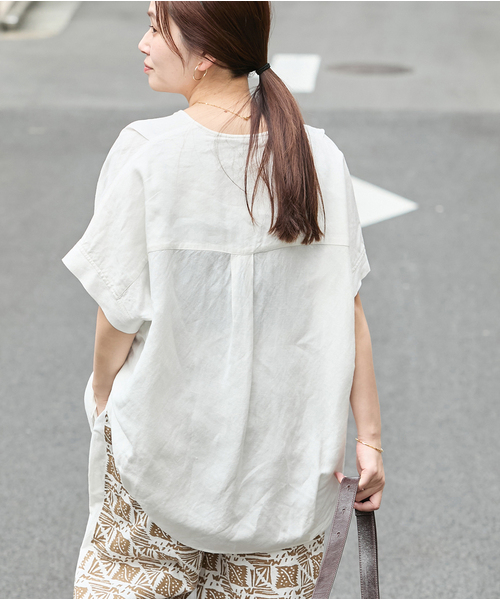 JOURNAL STANDARD ブラウス シャツ レーヨン麻ノーカラー