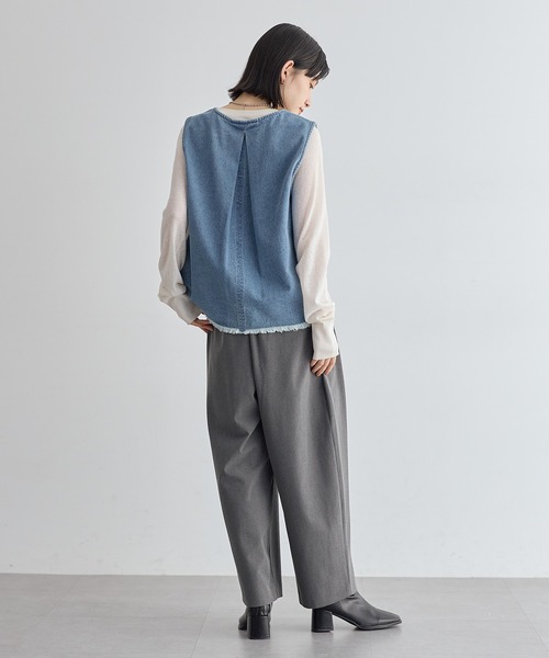リーバイス　デニムベスト　ジレ　オーガニックコットン for/c（フォーシー） ベスト ジレ 裾フリンジデニムベスト