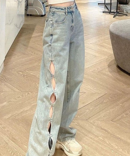 カットアウトデザイン デニムパンツ GLAMOROUS JANE（グラマラスジェーン） ジーンズ デニム デニムパンツ