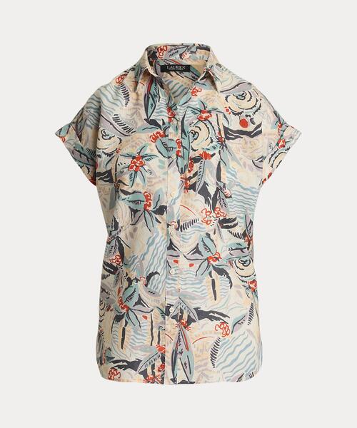 ラルフ・ローレン Lauren Ralph Lauren リラックスフィット Linen Short-Sleeve Shirt レディース シャツ ト LAUREN RALPH ブラウス シャツ リラックス フィット ストライプ