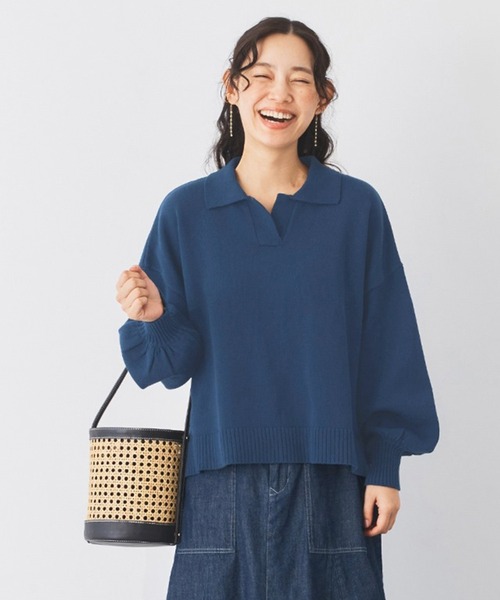 ニット セーター ａｎｄ　ｍｙｅｒａ　ワイドシルエットのスキッパーセーター レディース
