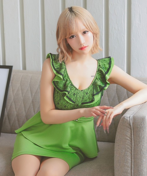 Tika（ティカ） ドレス キャバドレス ミニ タイト ノースリーブ フリル