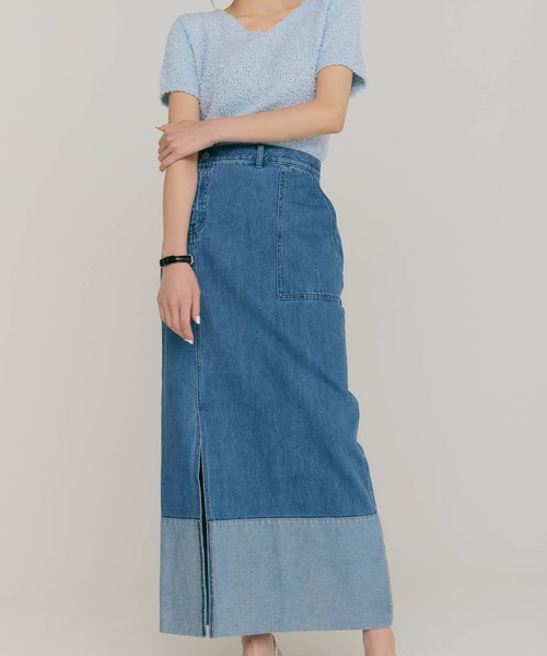 neith Denim skirt(blue) デニムスカート BLUE×PALANG デニムスカート SLIT LONG DENIM SKIRT : ZOZOTOWN