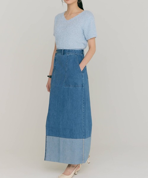 neith Denim skirt(blue) デニムスカート BLUE×PALANG デニムスカート SLIT LONG DENIM SKIRT : ZOZOTOWN