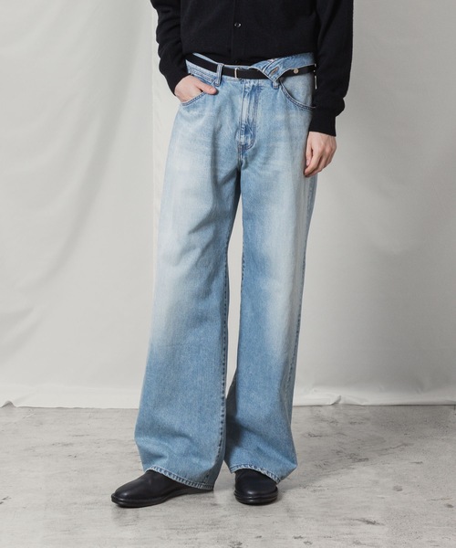 【アタッチメント】 デザインデニム Mサイズ(2) ブラック ATTACHMENT（アタッチメント） ワイドパンツ ジーンズ 11OZデニム