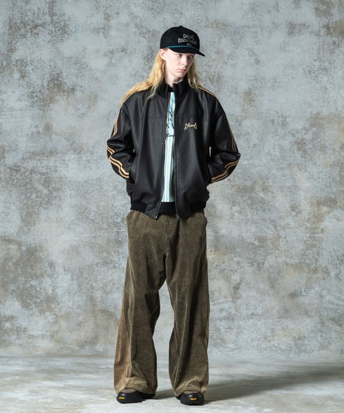 glamb シンセレザートラックジャケット Мサイズ 美品 glamb（グラム） ブルゾン アウター Synth Leather Track Jacket