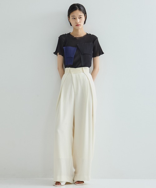 STUDIOUS パンツ 「STUDIOUS/ステュディオス」Asymmetric Front Mesh  