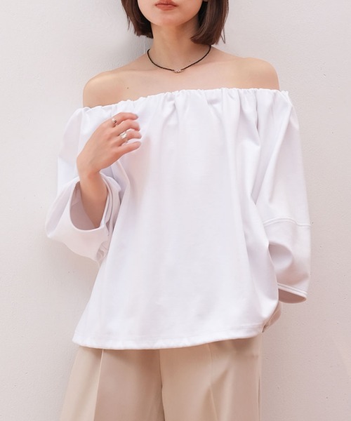 tシャツ オフショルダーカットソートップス レディース