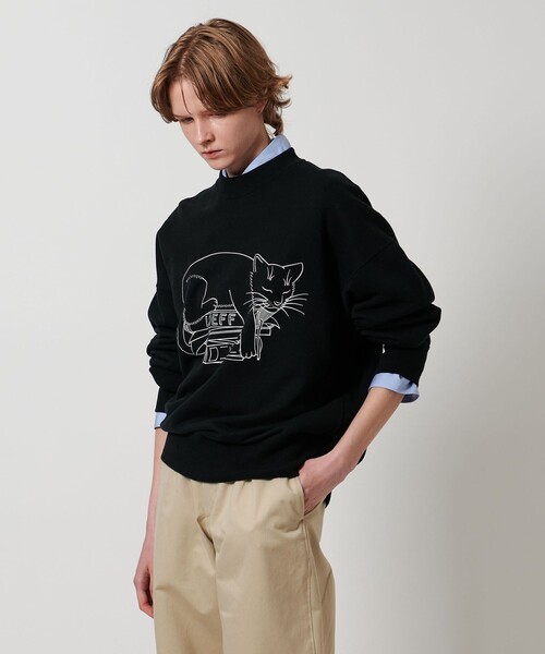 LOEFF 猫と本のイラスト スウェット 2025.6購入 1度着用 LOEFF 猫と本