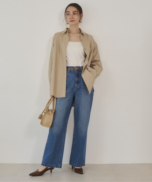 ANGIE ブラウス シャツ 「2点セット」レザーライクシャツ