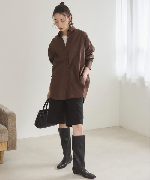 ANGIE ブラウス シャツ 「2点セット」レザーライクシャツ