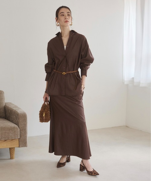ANGIE セットアップ 夏 「2点セット」レザーライクシャツ＆スカート