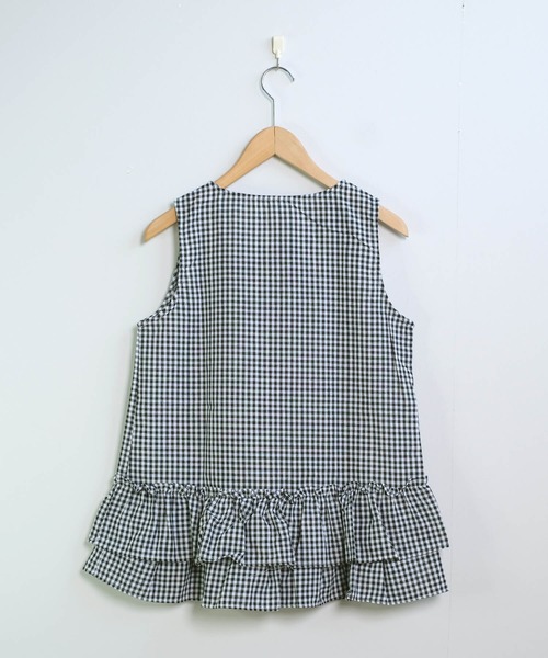 00's archive ドット柄 フリル装飾 ノースリーブチュニック ゴシック shopnikoniko（ショップにこにこ） チュニック チュニック チェック
