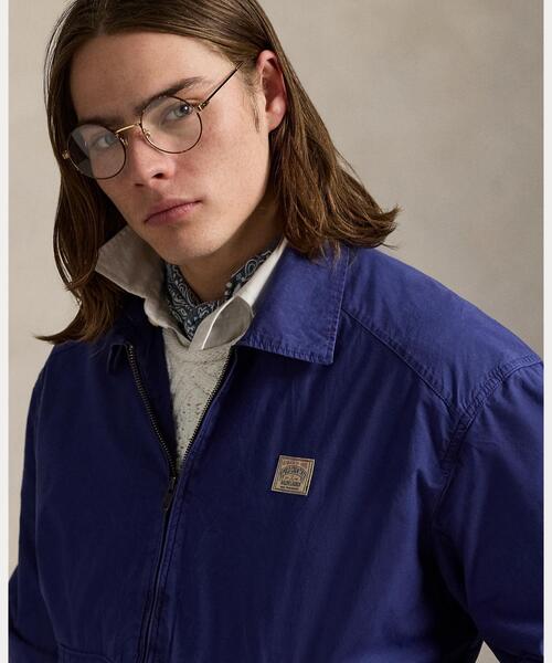 Polo by Ralph Lauren コットン ライトブルゾン 紺　L 古着 90s Polo Ralph Lauren ワンポイント 濃紺 デニム