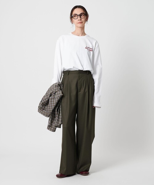 BEAUTY&YOUTH UNITED ARROWS ネップツイル ワイドパンツ BEAUTY&YOUTH UNITED ARROWS｜バックラップ タックワイドパンツ