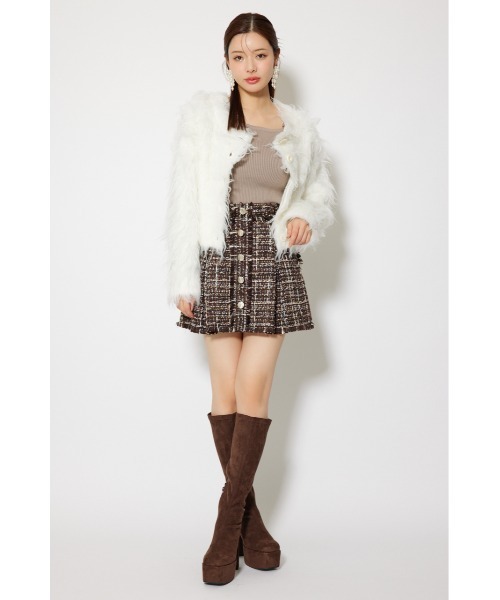 カーディガン 2WAYロングシャギーショートニットカーディガン 秋服 レディース rienda カーディガン 2WAYロングシャギーショートニット