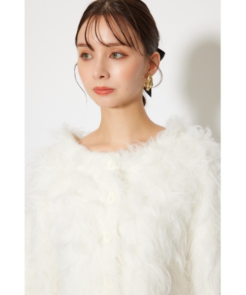 rienda カーディガン 2WAYロングシャギーショートニット