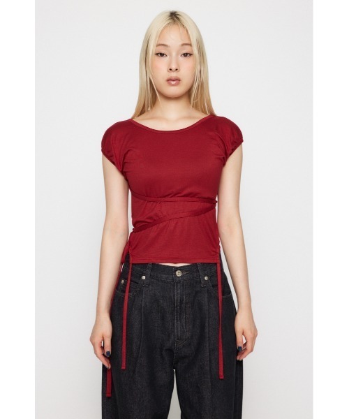ラグアジェム トップス LAGUA GEM（ラグアジェム） tシャツ LETTERING SHEER 2PIECE トップス