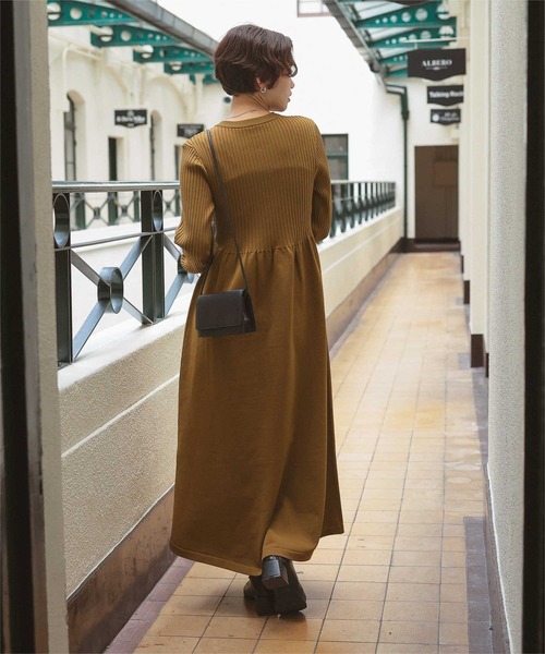 titivate（ティティベイト） ワンピース ヘンリーネックデザインニット