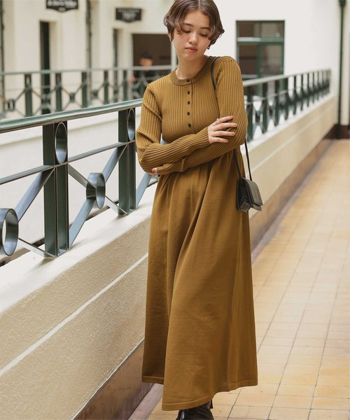 titivate（ティティベイト） ワンピース ヘンリーネックデザインニット