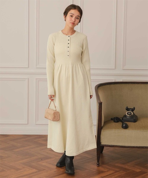 titivate（ティティベイト） ワンピース ヘンリーネックデザインニット
