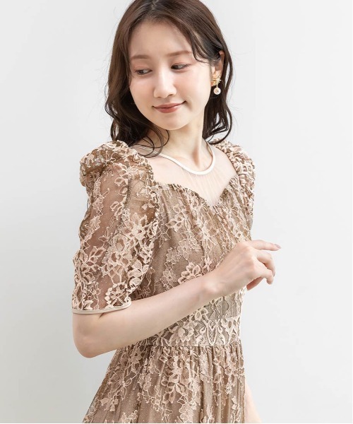 RANDA（ランダ） パーティードレス ワンピース 半袖 レースフレア