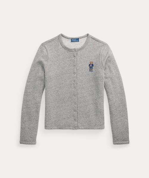 Polo Ralph Lauren 半袖カーディガン M グレー POLO RALPH LAUREN カーディガン Polo ベア フレンチ テリー