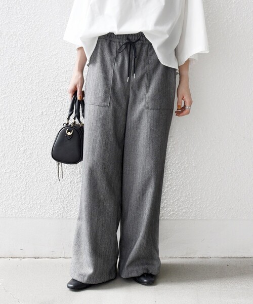 SHIPS any パンツ any:「手洗い可能」ウォーム イージー ワイド