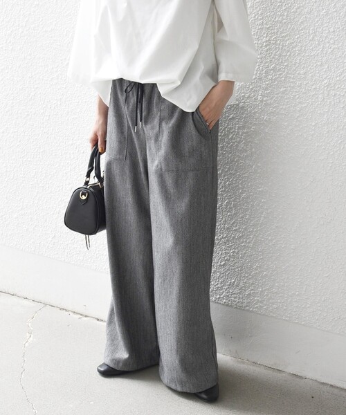 SHIPS any パンツ any:「手洗い可能」ウォーム イージー ワイド