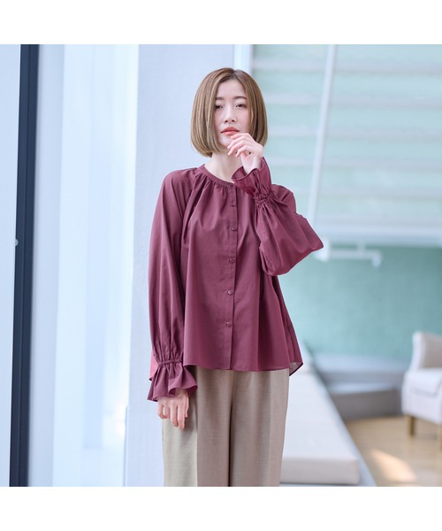 AOYAMA ブラウス シャツ 長袖 シアーブラウス レディース : ZOZOTOWN