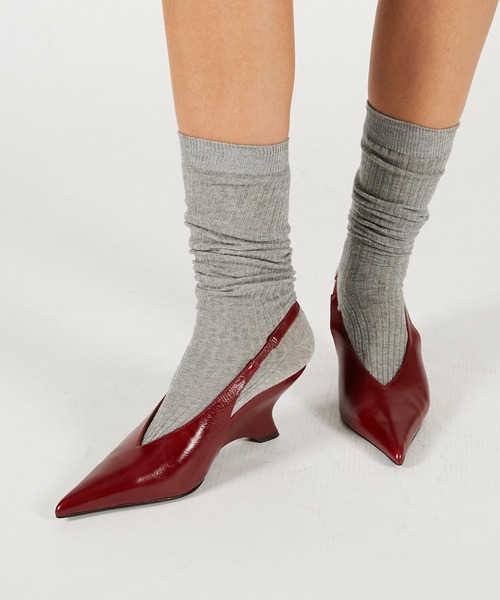 パンプス ミュール Vカットウェッジパンプス / V-Cut Wedge Pumpsの画像