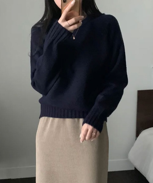 ニット セーター クルーネック ラグランスリーブニット レディース