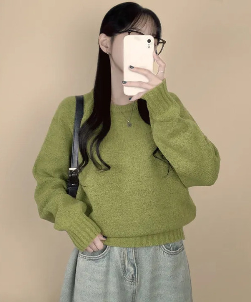 ニット セーター クルーネック ラグランスリーブニット レディース