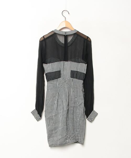 「SHAKA」 チェック柄長袖ワンピース 5 ブラック レディース_画像2