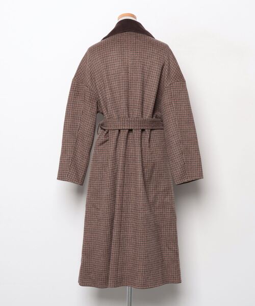 【試着のみ美品】パラスパレス ロング コート チェック柄 サイズ2 極美品】パラスパレス グレンチェック ウールロングコート 大きめ