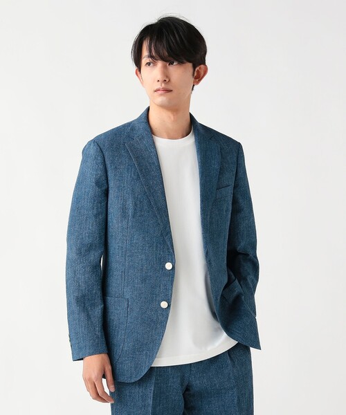 未使用級✨ビームス シアサッカー テーラード 手洗可 アンコン 紺 シェルボタン BEAMS HEART（ビームス ハート） ジャケット テーラードジャケット