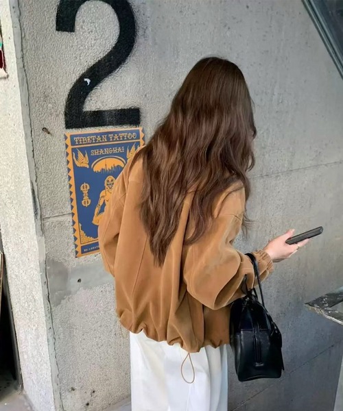 ブルゾン アウター スウェードライクジップアップブルゾン レディース