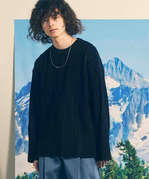 maison Special 長袖ニット MAISON SPECIAL（メゾンスペシャル） 長袖ニット 1 ブルー メンズ