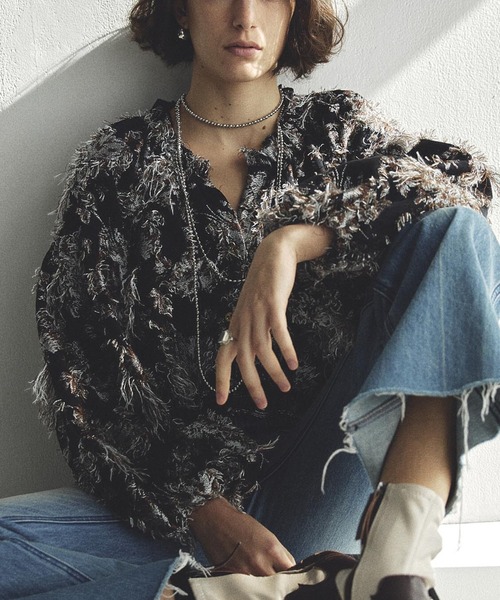 ローズバッド（ROSE BUD）/mag．by c/FLOWER JACQUARD BLOUSE ROSE BUD（ローズバッド） ブラウス シャツ (mag.by c)FLOWER JACQUARD