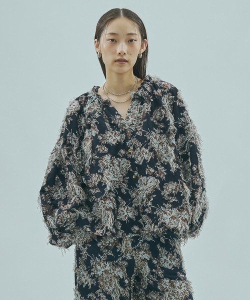 ROSE BUD（ローズバッド） ブラウス シャツ (mag.by c)FLOWER JACQUARD