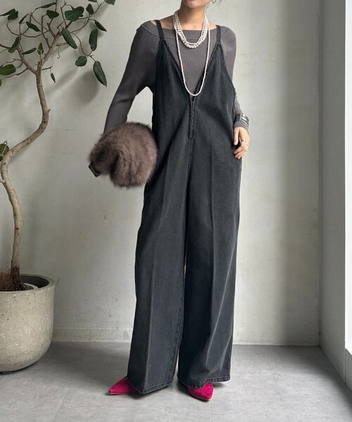 DouDou（ドゥドゥ） オーバーオール - ブラック レディース : ZOZOTOWN