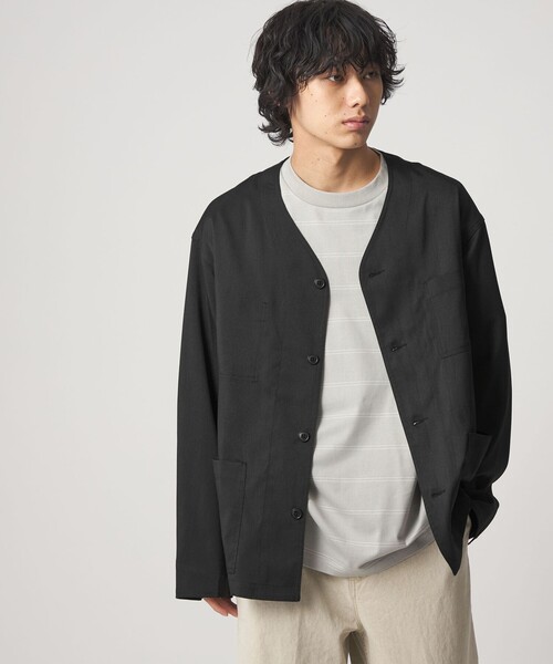 日本製 GLADHAND & Co. 長袖シャツジャケット ブラック CITEN（シテン） ジャケット ノーカラージャケット 「CITEN」カラー