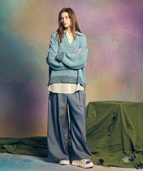 「MAISON SPECIAL」 長袖ニット 2 ミント メンズの画像