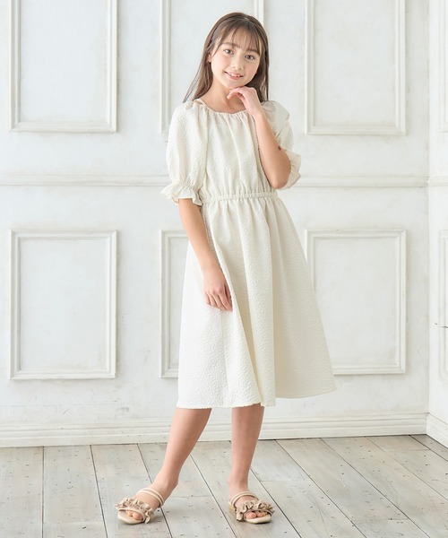 「Amourire girl」 「KIDS」半袖ワンピース 130cm オフホワイト キッズ_画像3