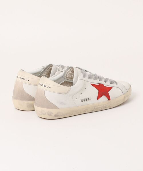 スニーカー Super-Star ナッパレザー レザースター（レッド）＆ヒールタブ（クリーム） メンズの画像